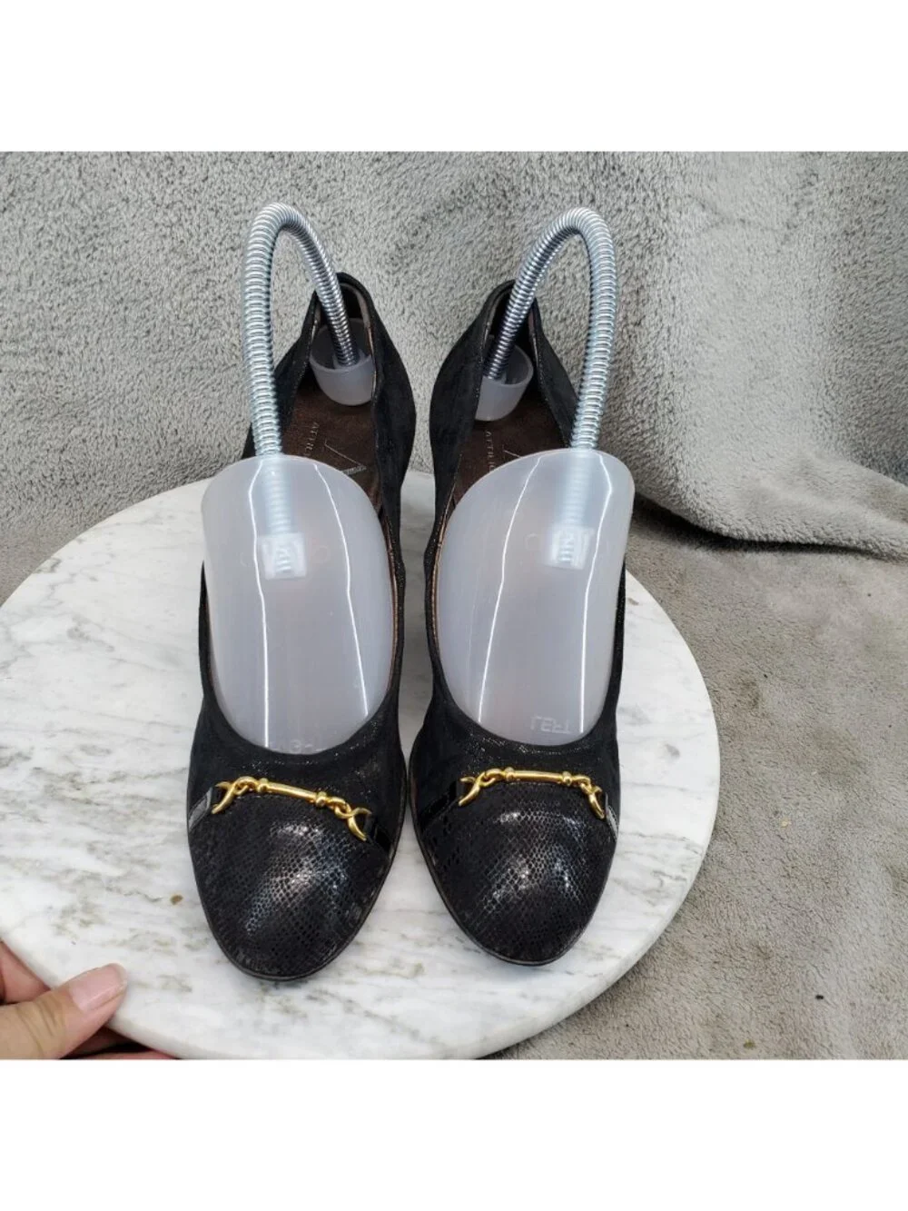 AGL Attilio Giusti Leombruni Shoes Womens 37.5 US 7.5 Black Leather Wedge *Read*